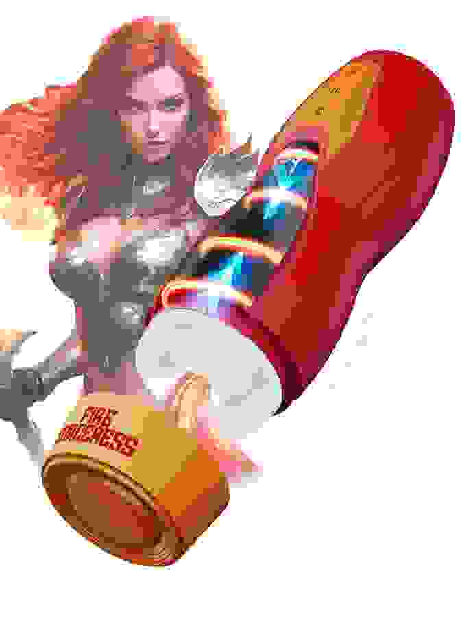 Solara Fire Sorceress Thrusting, Heating and Vibrating Virtual Reality Masturbator, Red, hi-res